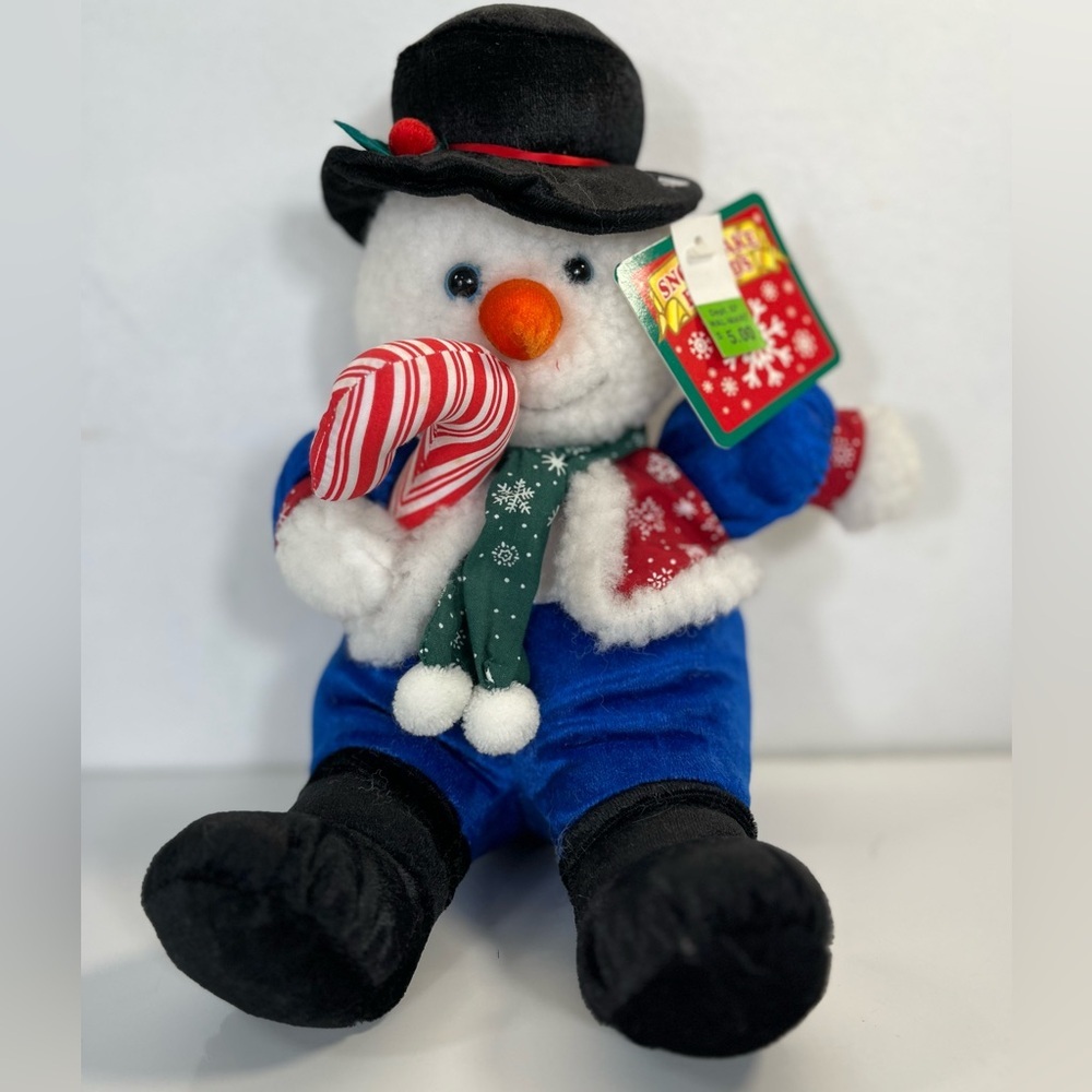 FROSTY THE SNOWMAN w/Top Hat and Candy Cane Christmas Plush 13" Snowflake Friend